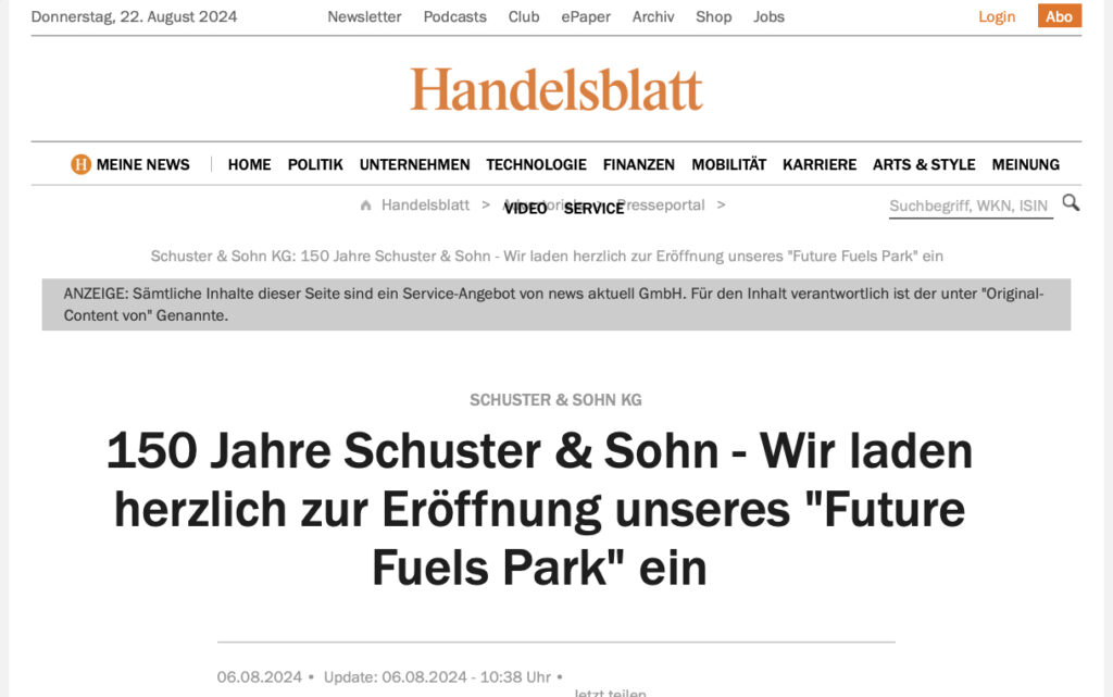 HEION in den Medien: heute Handelsblatt